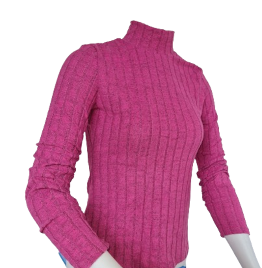 Cozy Elegance: Pink Long Sleeve High Neck Top