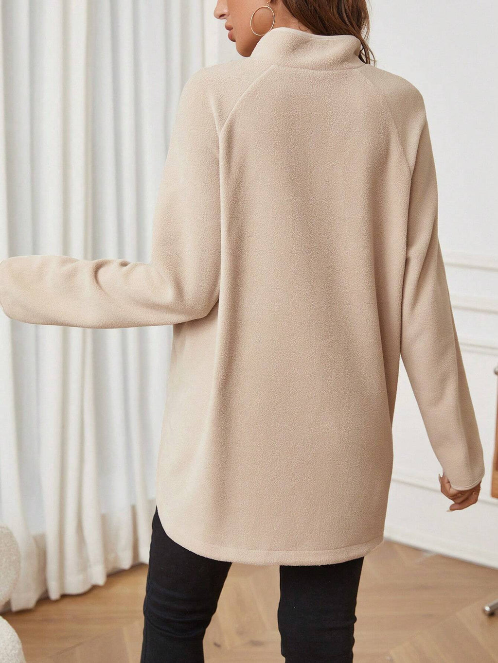 Maternity T-Shirt AutumnWinter Maternity Fashion Solid-Color Zipper Loose-Fit Long-Sleeve T-Shirt
