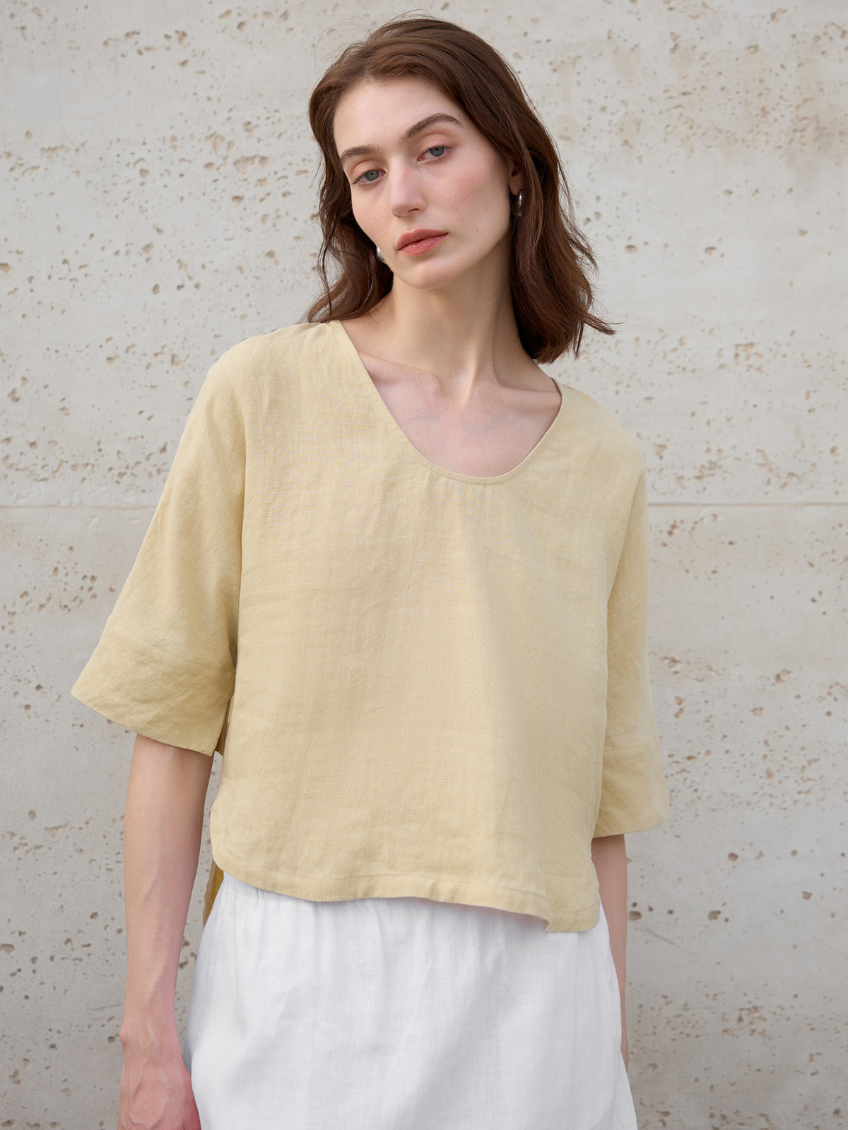 【Clearance Bargain】Olive Green Hemp Top T-Shirt, Big Brand Export, Loose Fit, Half-Sleeve, Cotton-Linen Mid-Sleeve T-Shirt