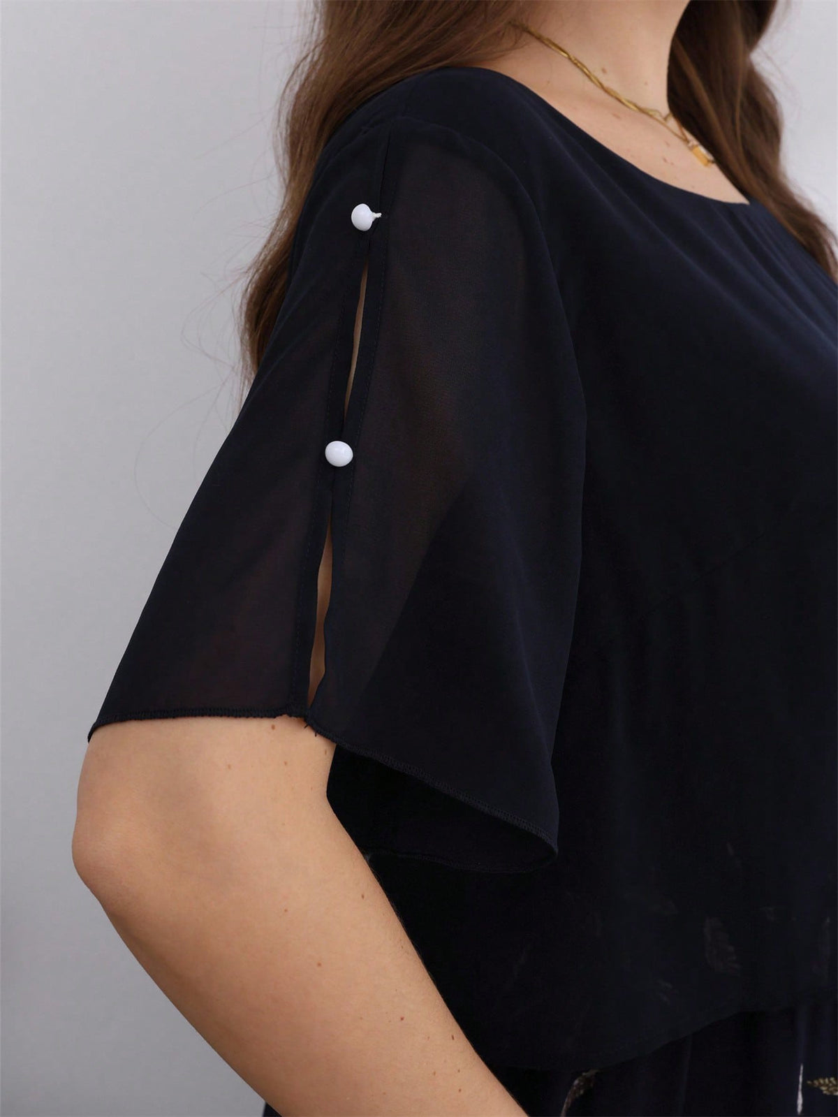 European and American Plus Size 2025 Autumn and Summer New Cross-Border E-Commerce Plus Size Short-Sleeved Belly-Covering Chiffon Dress Supports Drop Shipping