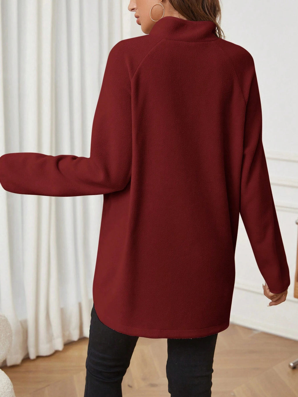 Maternity T-Shirt AutumnWinter Maternity Fashion Solid-Color Zipper Loose-Fit Long-Sleeve T-Shirt