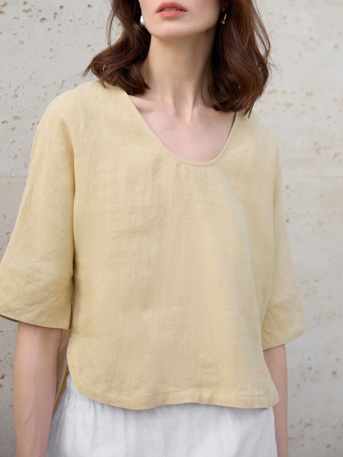 【Clearance Bargain】Olive Green Hemp Top T-Shirt, Big Brand Export, Loose Fit, Half-Sleeve, Cotton-Linen Mid-Sleeve T-Shirt
