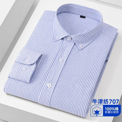Quality New 100% Cotton Oxford Shirt Long Sleeve For Men's Social Dress Shirts Soft Comfortable Regular Fit Casual Man Clothing