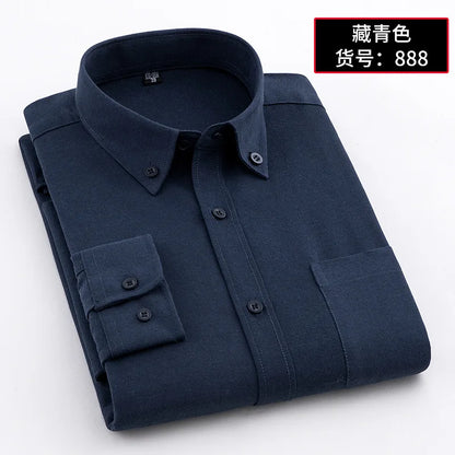 Classic Oxford Men's Shirt Cotton Long Sleeve Dress Shirts Solid Business Office Shirts Men Clothing Working Blouse 38-44 AF881