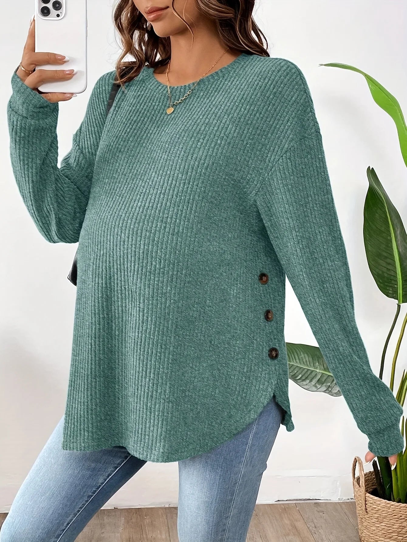 Maternity Clothes Premama Long Sleeve Blouse Fall Winter Loose Pregnant Women O-Neck Sweater T-Shirts Sweatshirt Pullover Tops