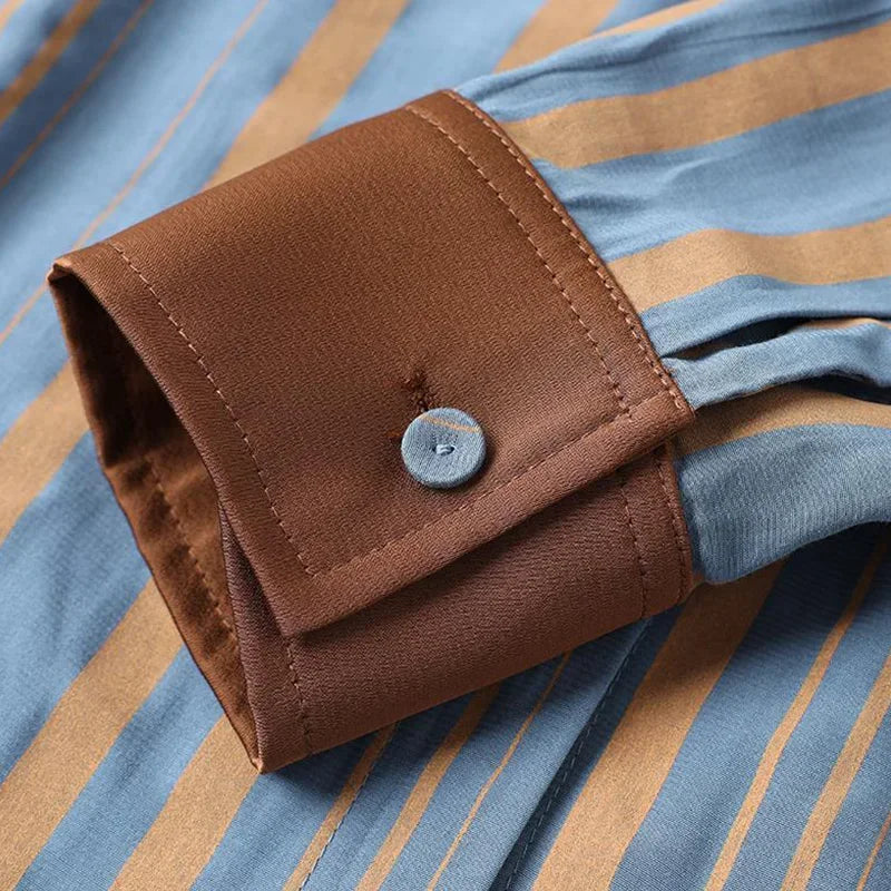 Spring Autumn Striped Loose Blouse Women Casual Lady Shirt Vintage Long Sleeve Elegant All-match Cardigans Tops Female Clothes