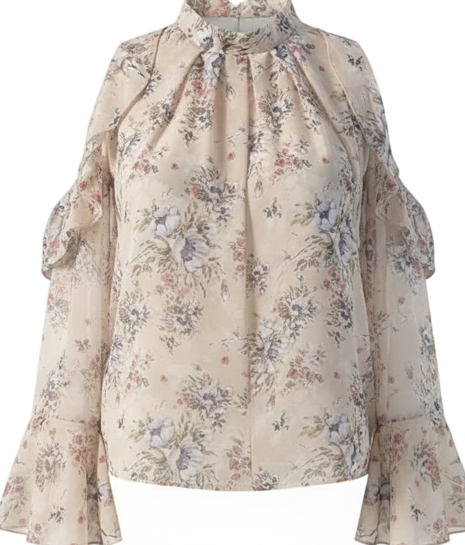 New Zealand Strylez Women's Floral Ruffle Blouse - High-Quality Loose Buttoned Top + Virtual Try-On