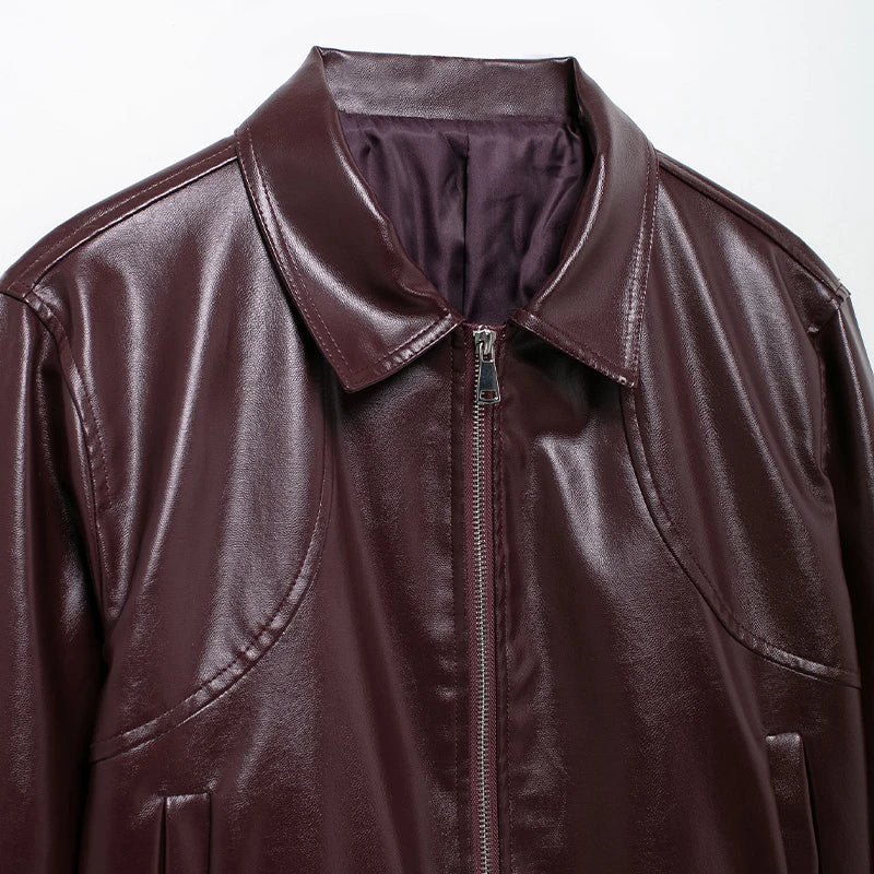 Discover Your Perfect Style! Try the Red PU Bomber Jacket Now with Our Virtual Try-On App!