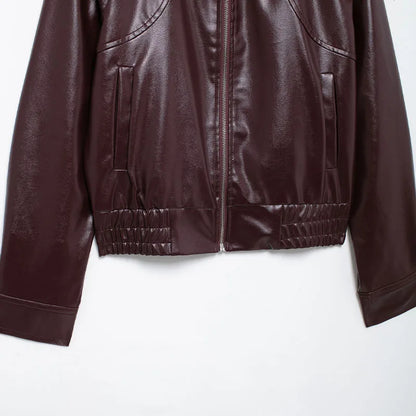 Discover Your Perfect Style! Try the Red PU Bomber Jacket Now with Our Virtual Try-On App!