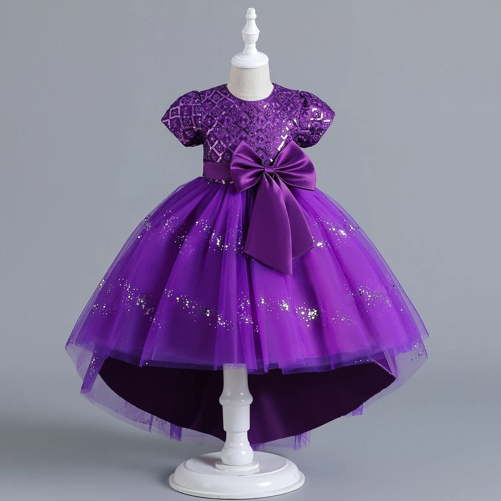 Purple Princess Dress with Sparkly Sleeves | Kids Party Dress New Zealand | Strylez App Virtual Try-On