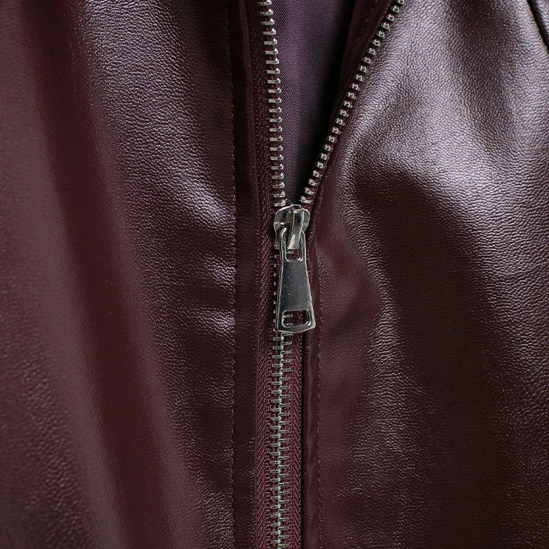 Discover Your Perfect Style! Try the Red PU Bomber Jacket Now with Our Virtual Try-On App!