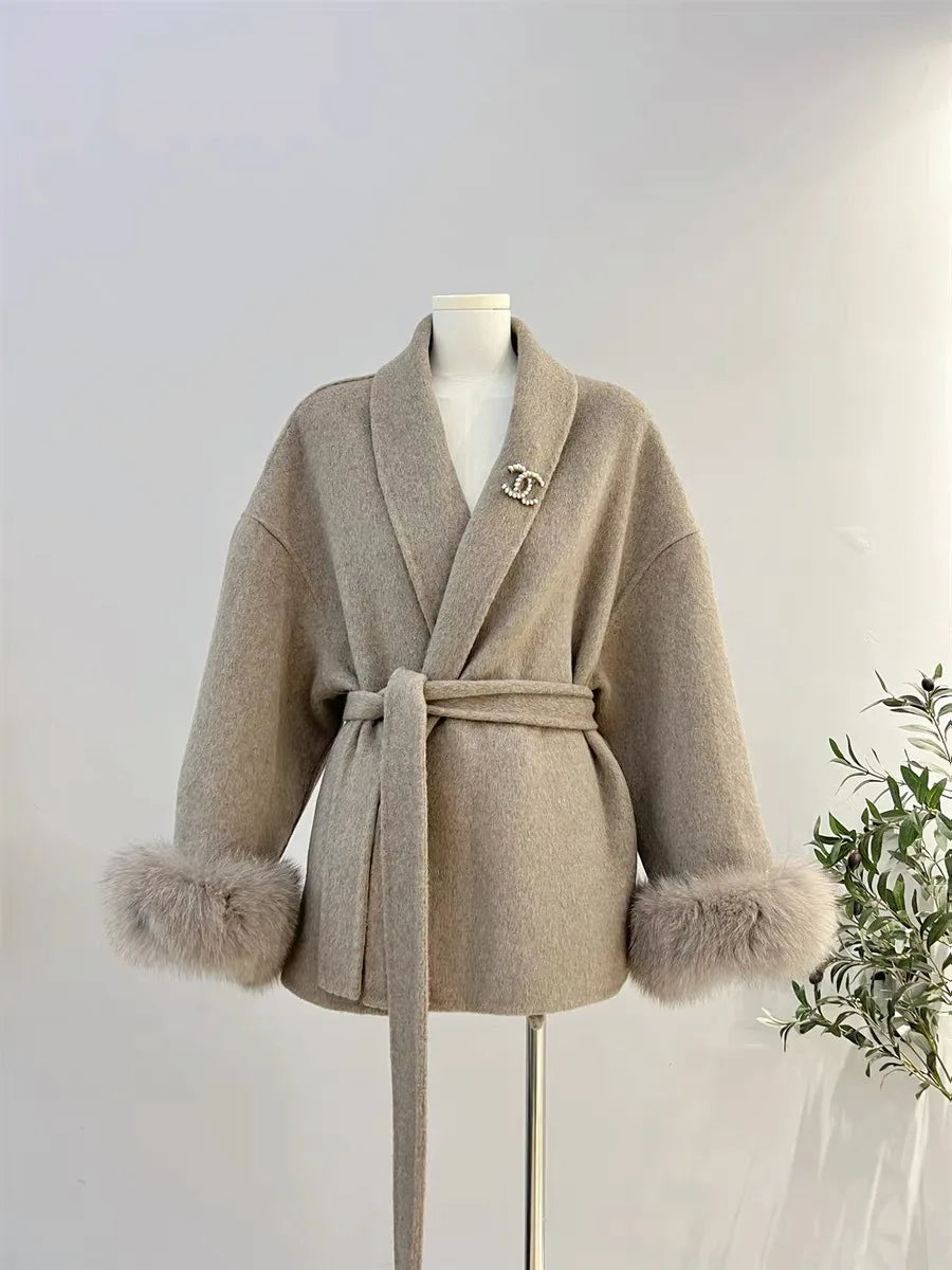 New Zealand Wool Fur Coat - Chic Double-Sided, Virtual Try-On with Strylez App | Warmth & Glamour