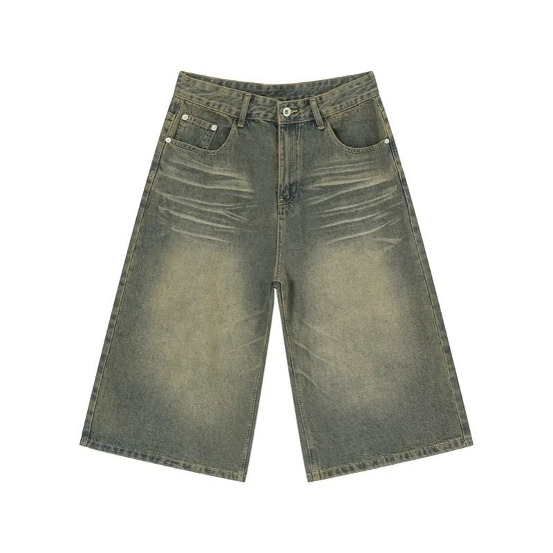 Y2K Retro Baggy Jeans Loose Fit Hip Hop Streetwear Shorts Unisex NZ Cropped Denim Strylez App Virtual Try-On