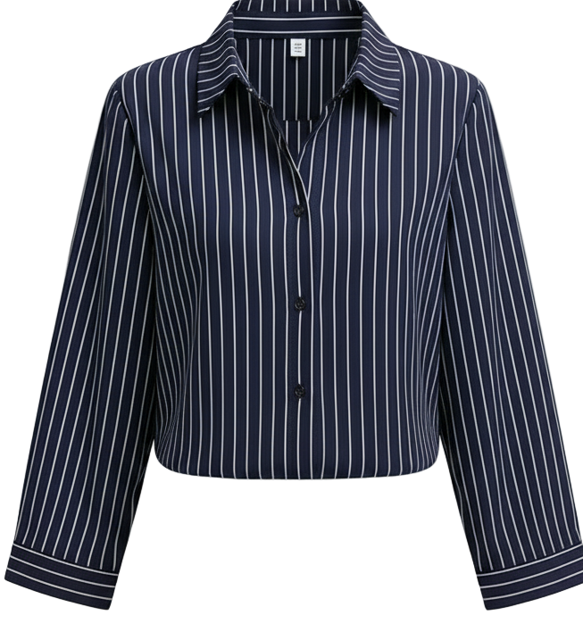 Striped Shirt Women Summer Vintage Chic Loose Long Sleeve Top - Y2K Office Casual Blouse | New Zealand | Strylez Virtual Try-On
