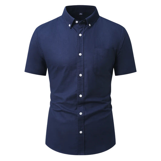 Men's Oxford Short Sleeve Shirt Classic Casual Slim Fit Button Down Shirt for Summer, Breathable & Comfortable Clothing Tops Man