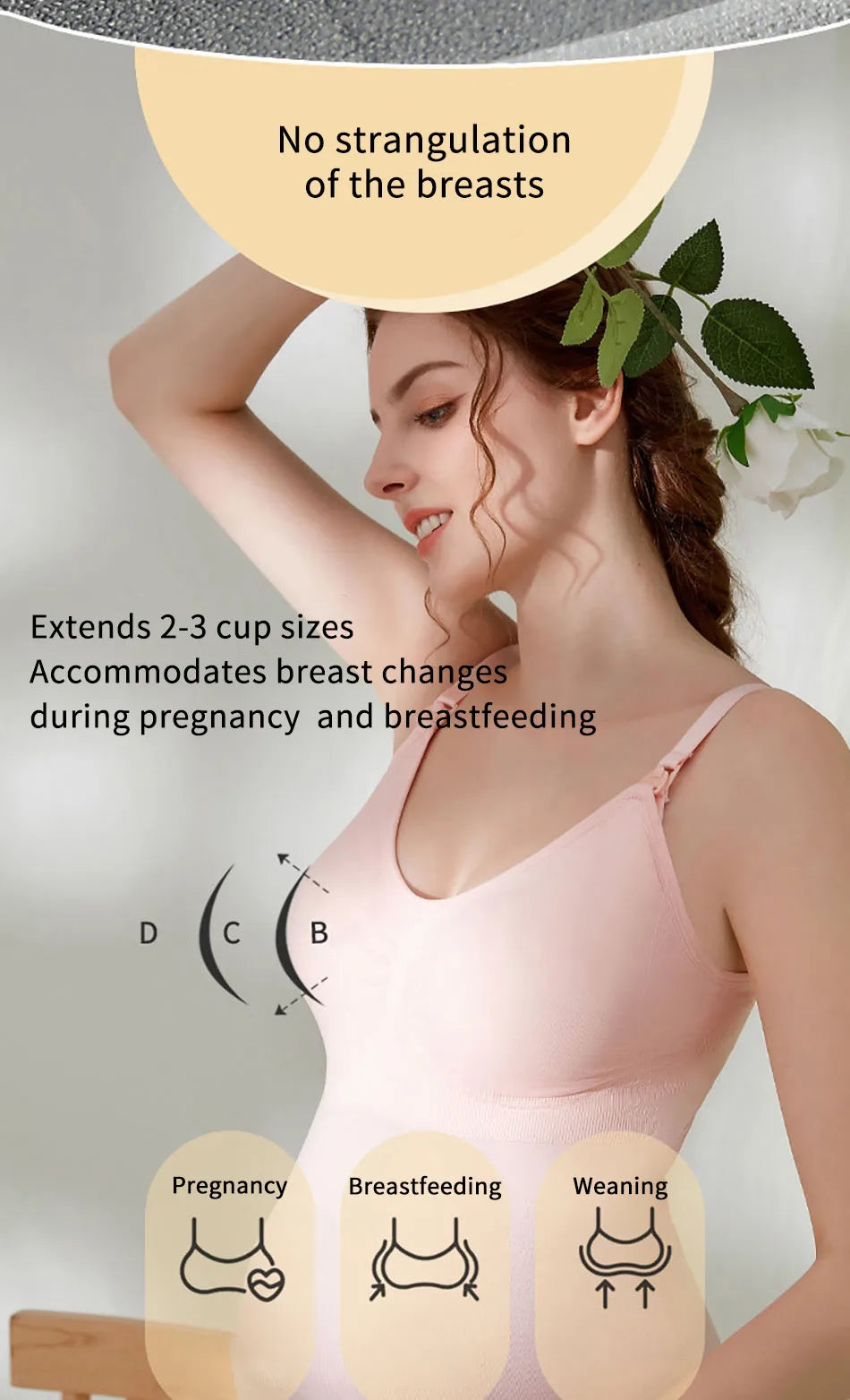 Maternity Nursing Long Camisole with Front Opening Padded Bra for Comfort Breastfeeding and Postpartum Support Women Bralette