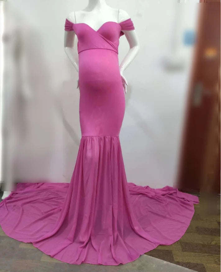 Long Maternity Photography Props Pregnancy Dress For Photo Shooting Off Shoulder Pregnant Dresses For Women Maxi Maternity Gown