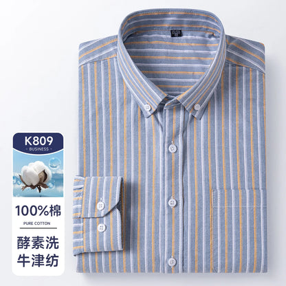 The new men's long-sleeved Oxford cotton shirt is casual trendy, comfortable, versatile and simple for spring, summer and autumn