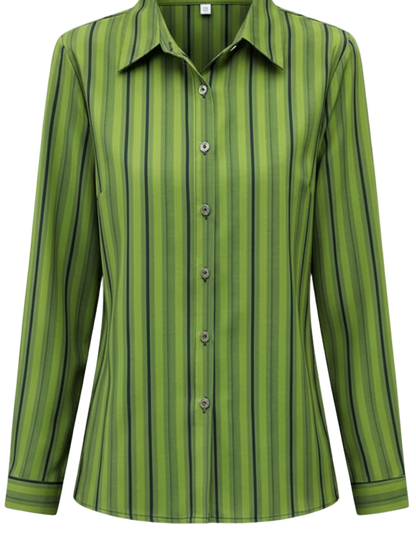 Stripe Long Sleeve Blouse Women Spring Autumn New Style Middle-aged Mother Versatile Fashion Shirt