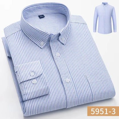 100%cotton Oxford long sleeve shirts for men long-sleeve slim fit formal plain shirt casual elegant plaid tops black clothes