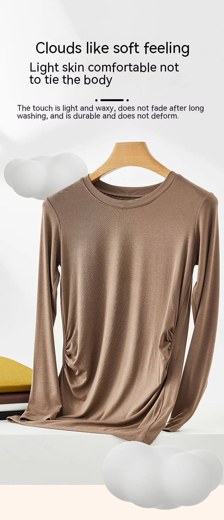 Maternity Spring Fall Round Neck Long-Sleeved Slim Thin Section Bottoming Shirt Pregnant Women's Solid Elastic Soft Homewear
