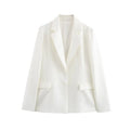 Aoaiiys White Blazer for Women - Virtual Try-On with Strylez App, Single-Button Autumn/Winter, Pockets, New Zealand