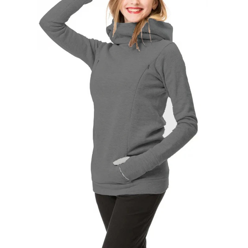 Maternity Autumn and Winter Sweatshirt Nursing Maternity Long Sleeves Hooded Breastfeeding Hoodie Pregnant Women Hooded Sweater