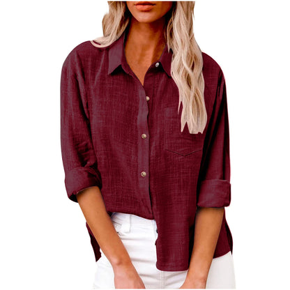 Women's Blouse Casual Shirt Tops 2025 Spring Women Cotton Linen  Long Sleeve Shirts Женский Топ Camicette Donna Estive Chemise