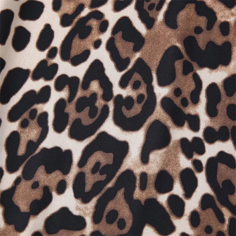 Women's 2024 Leopard Print A-Line Midi Skirt with Bow & Pockets