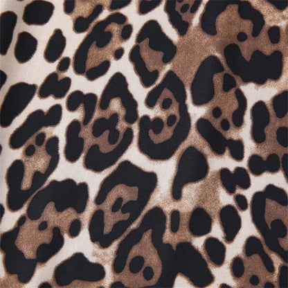 Women's 2024 Leopard Print A-Line Midi Skirt with Bow & Pockets