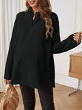 Maternity T-Shirt AutumnWinter Maternity Fashion Solid-Color Zipper Loose-Fit Long-Sleeve T-Shirt