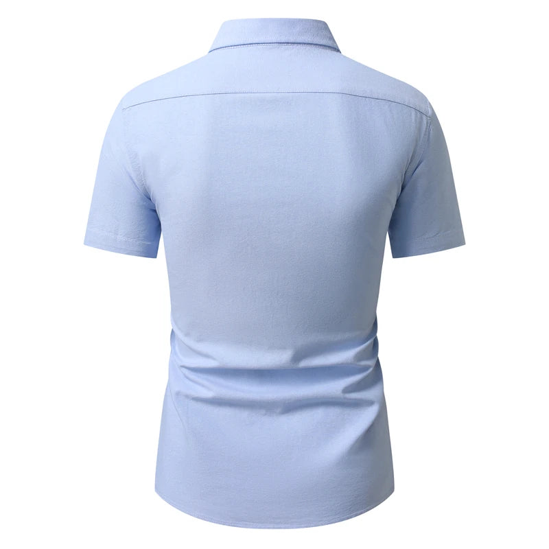 Men's Oxford Short Sleeve Shirt - Slim Fit Button-Down, Casual Summer Top, Breathable & Comfortable - New Zealand | Strylez Virtual Try-On