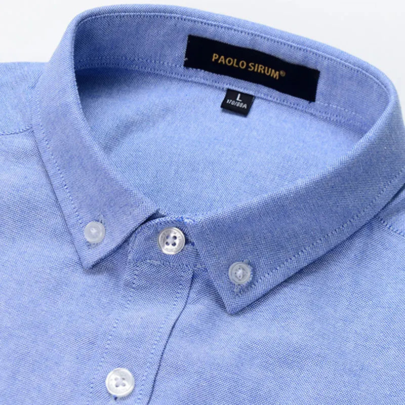 New Pure Cotton Oxford Embroidered Horse Casual Without Pocket Solid Shirt Men's Long Sleeve Dress Shirts Men Business Slim Fit