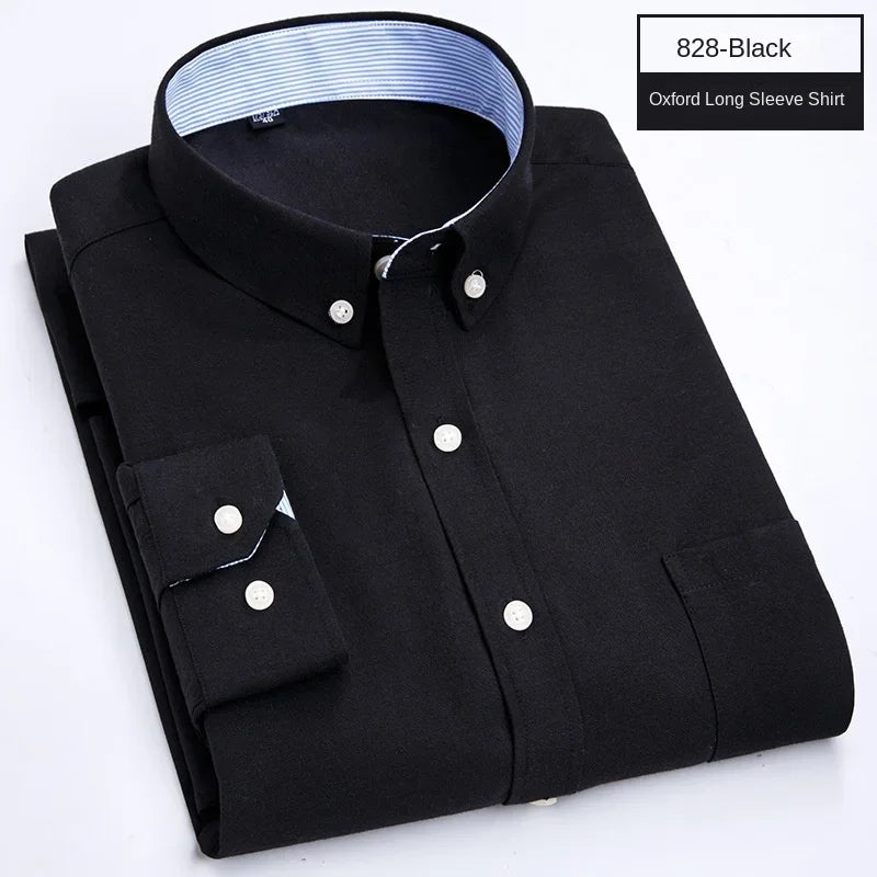 Hot solid color casual Oxford shirt men's fashion slim business long-sleeved shirt wholesale, street clothing， shirts for men