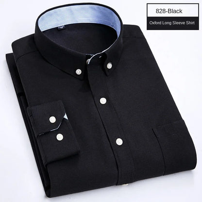 Hot solid color casual Oxford shirt men's fashion slim business long-sleeved shirt wholesale, street clothing， shirts for men