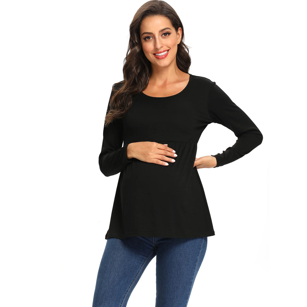 Maternity Long Sleeve Tops,Loose Tee Shirts,Pregnant Women Casual Soft Cotton Breathable Round Neck T-Shirt