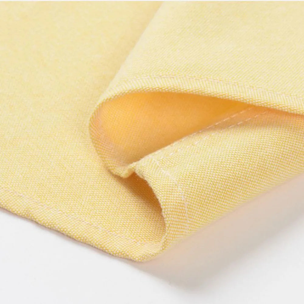 2025 New Men's Oxford Shirts Luxury Short Sleeve Summer Casual 100% Cotton High Quality Solid Color Business Social Yellow Tops