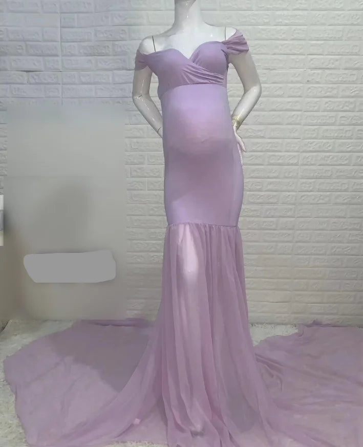 Long Maternity Photography Props Pregnancy Dress For Photo Shooting Off Shoulder Pregnant Dresses For Women Maxi Maternity Gown