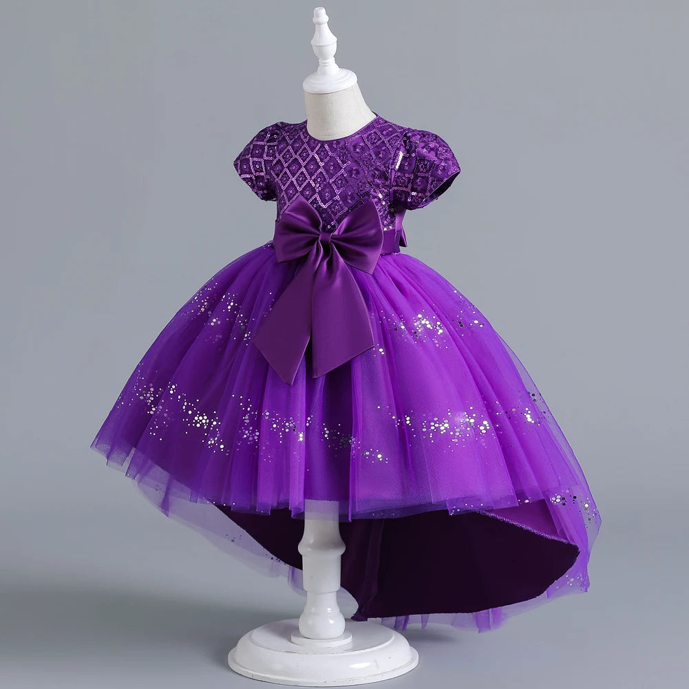 Purple Princess Dress with Sparkly Sleeves | Kids Party Dress New Zealand | Strylez App Virtual Try-On