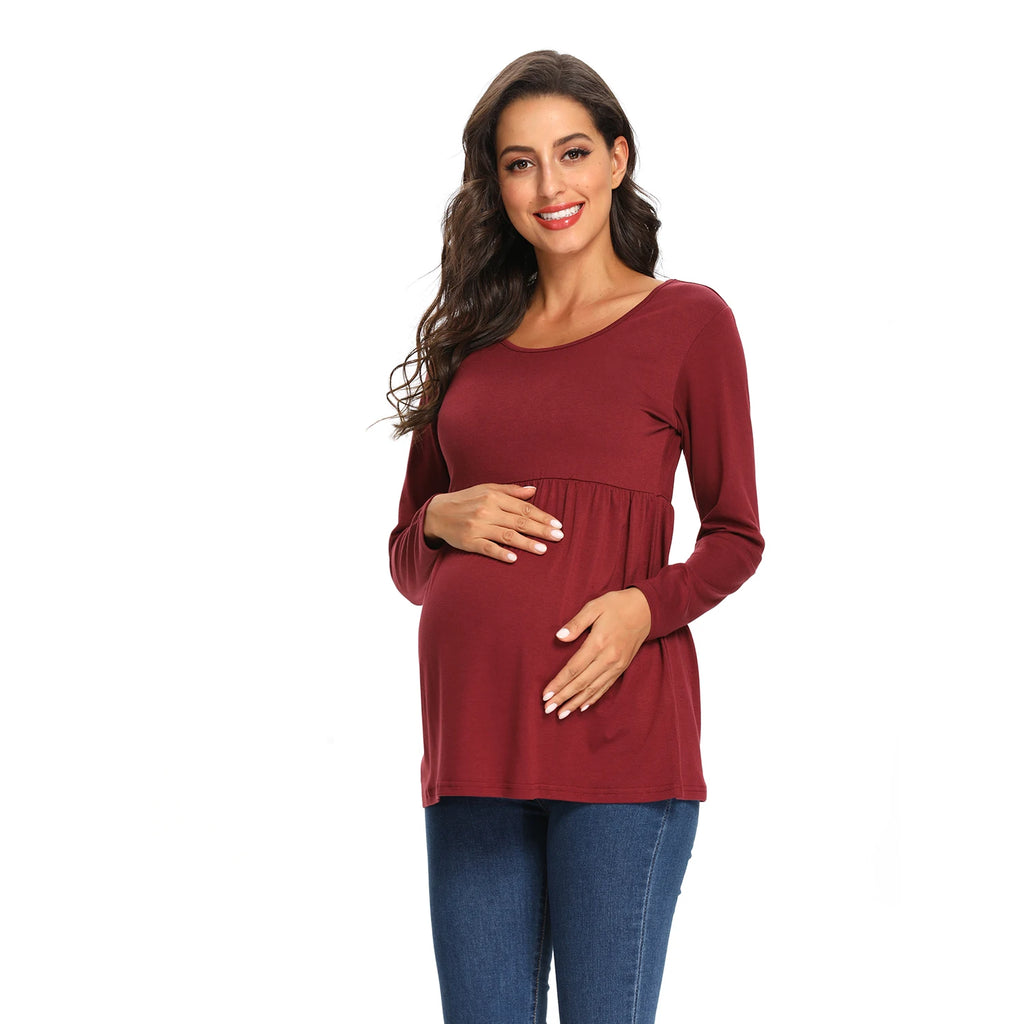 Maternity Long Sleeve Tops,Loose Tee Shirts,Pregnant Women Casual Soft Cotton Breathable Round Neck T-Shirt