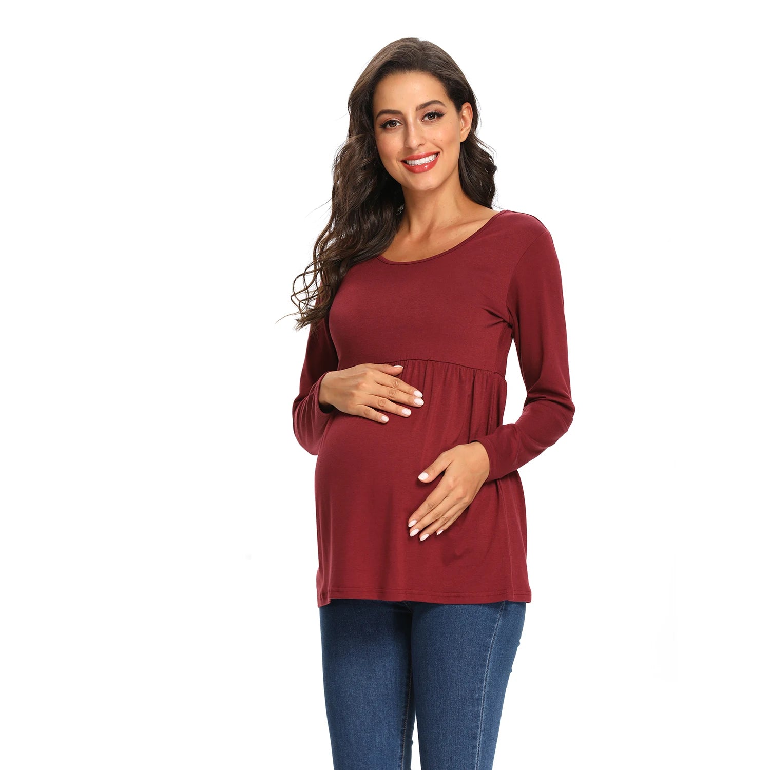 Maternity Long Sleeve Tops,Loose Tee Shirts,Pregnant Women Casual Soft Cotton Breathable Round Neck T-Shirt