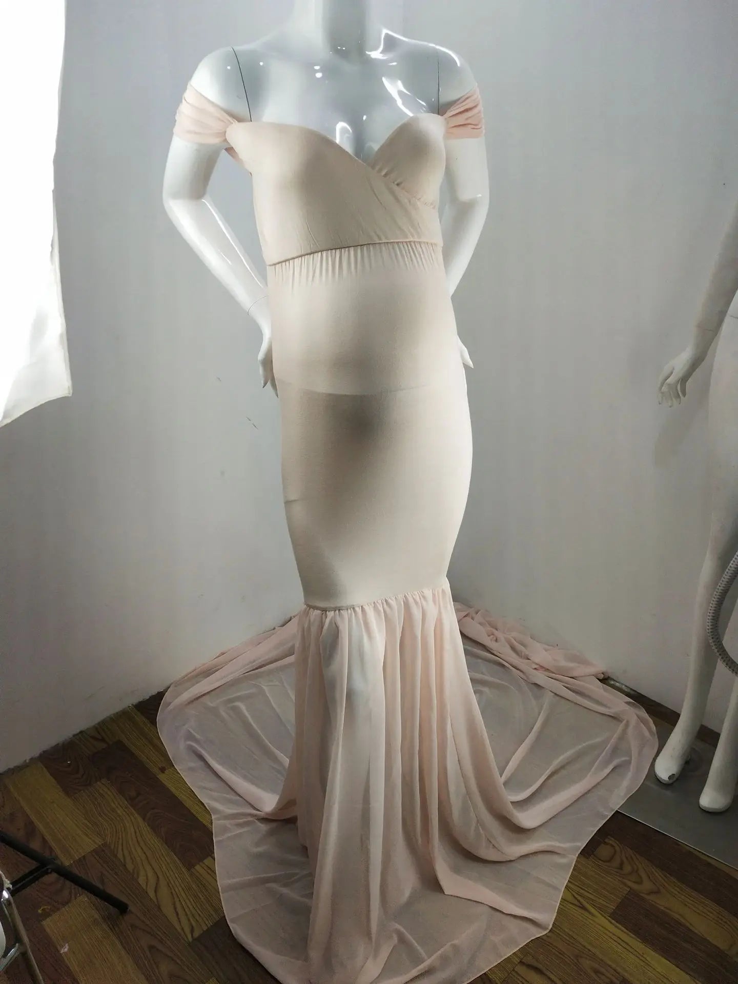 Long Maternity Photography Props Pregnancy Dress For Photo Shooting Off Shoulder Pregnant Dresses For Women Maxi Maternity Gown