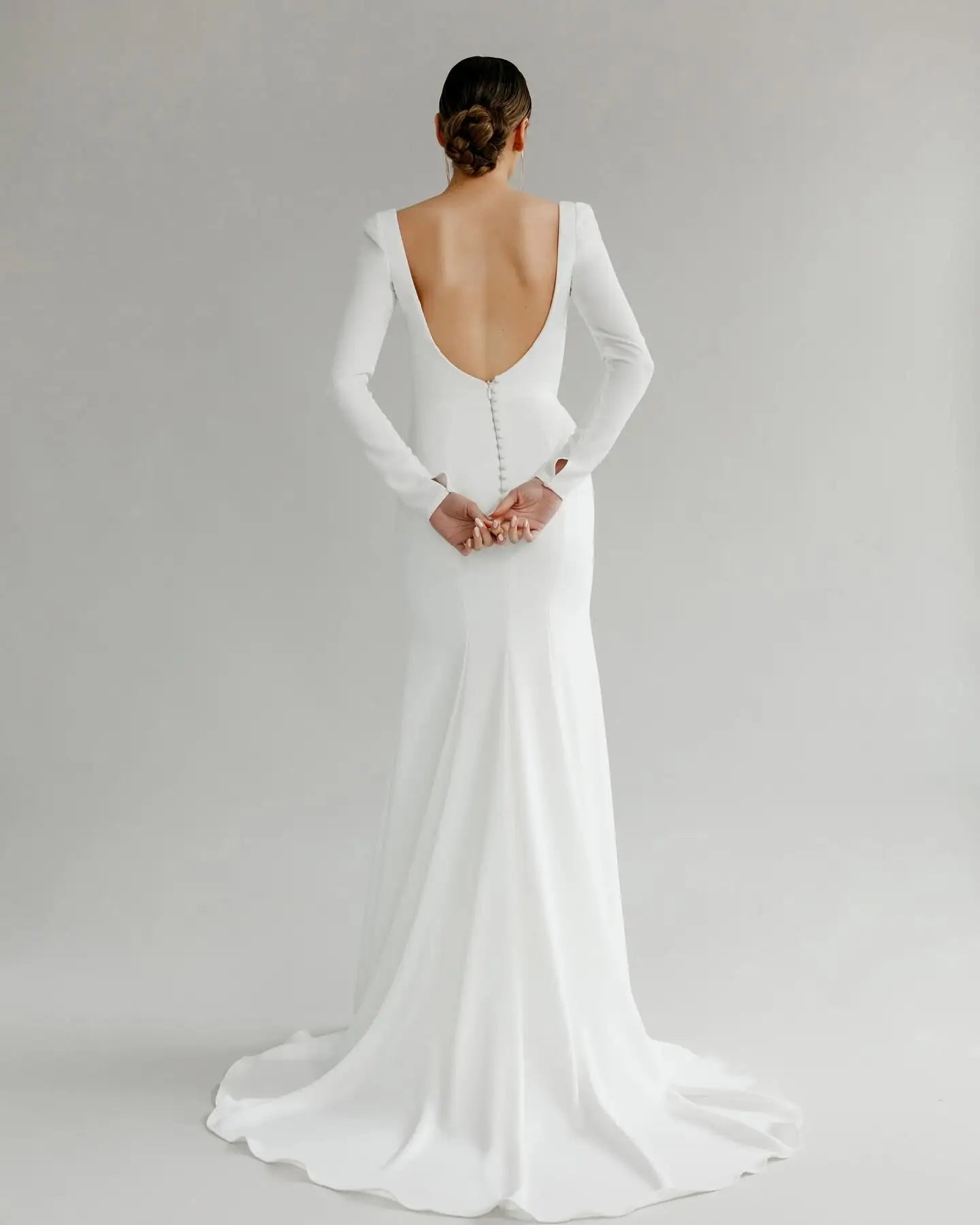 Elegant Mermaid Brides Wedding Dresses For Women Crepe Backless Bride Dress Customized Party Bridal Gown vestidos de novia