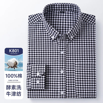 The new men's long-sleeved Oxford cotton shirt is casual trendy, comfortable, versatile and simple for spring, summer and autumn
