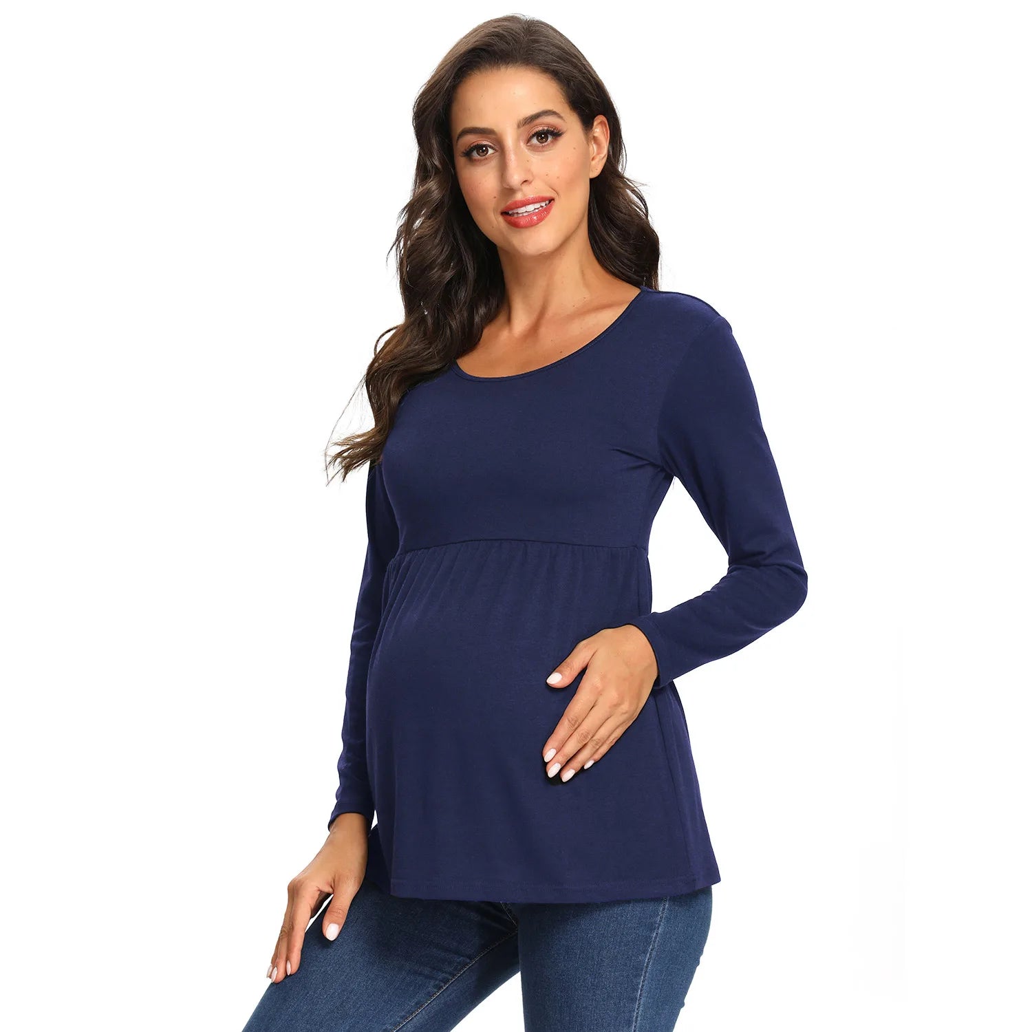 Maternity Long Sleeve Tops,Loose Tee Shirts,Pregnant Women Casual Soft Cotton Breathable Round Neck T-Shirt