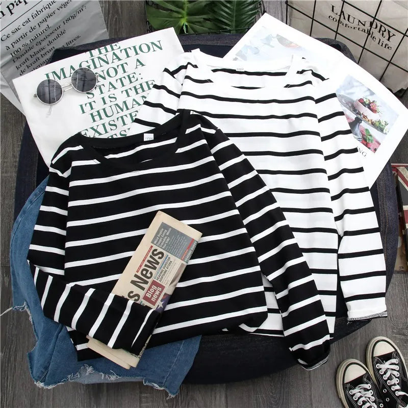 Striped Long Sleeve T-Shirt for Women – Try It On with Our Virtual Mirror App and Love the Fit!