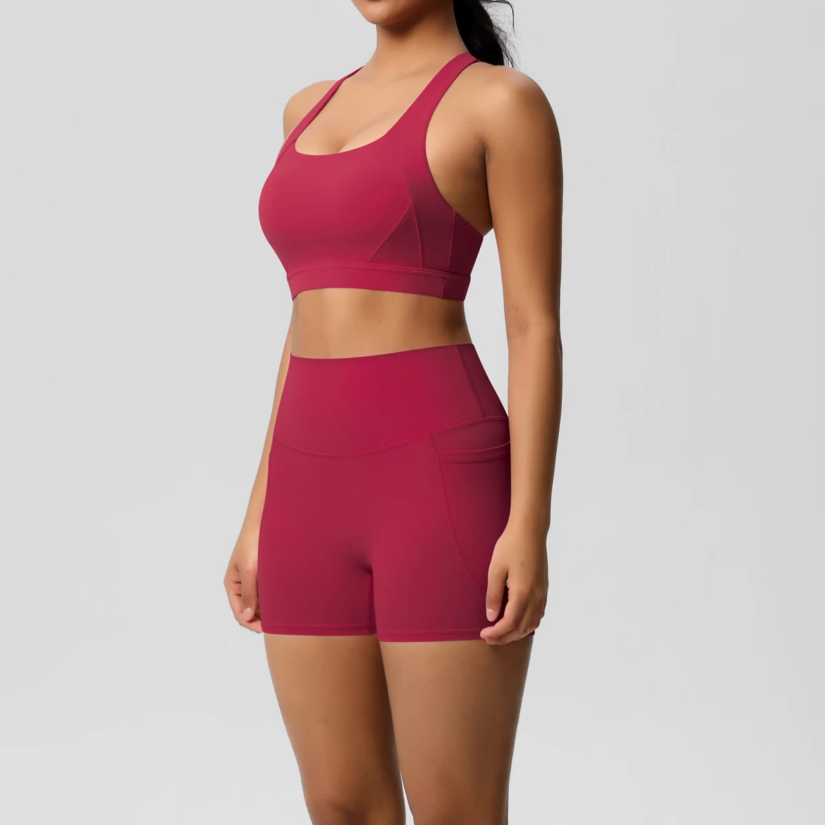 2-Piece Pocketed Yoga Set for Women | Gym Wear Tracksuit & Leggings with Bra & Shorts | New Zealand | Strylez Virtual Try-On