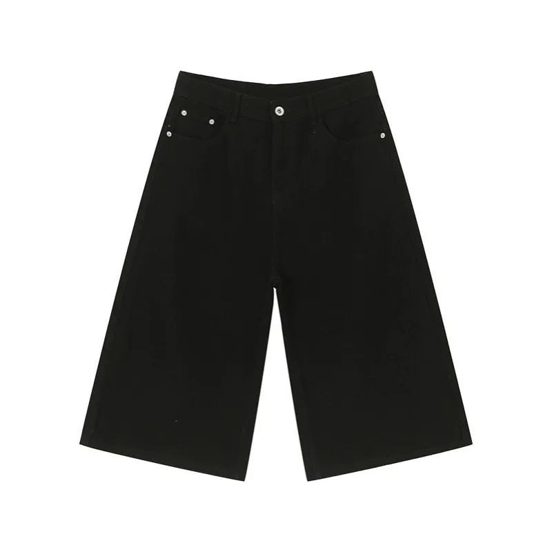Retro Baggy Y2K Jeans – Loose Hip Hop Streetwear Shorts for Men & Unisex