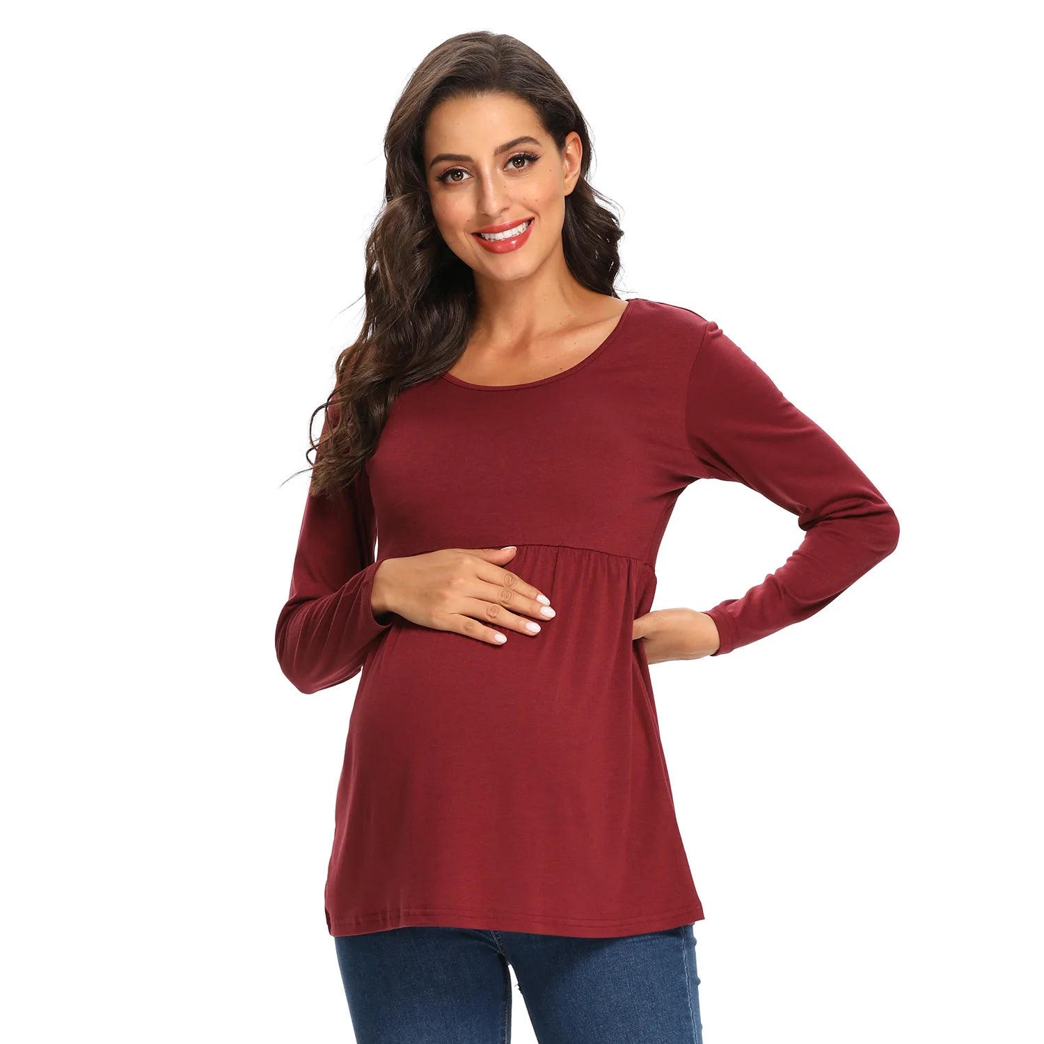 Maternity Long Sleeve Tops,Loose Tee Shirts,Pregnant Women Casual Soft Cotton Breathable Round Neck T-Shirt