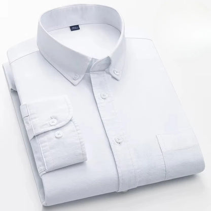 100%cotton Oxford long sleeve shirts for men long-sleeve slim fit formal plain shirt casual elegant plaid tops black clothes